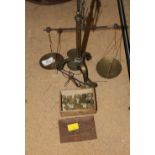 A pair of 19th century brass scales, wit