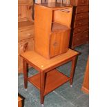 A utility oak bedside cabinet and a two