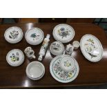 A large collection of Portmeirion Botanic Garden tea plates, dinner plates, bowls, rolling pin,