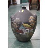 A large painted earthenware vessel, with