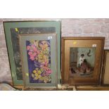 Gill Drury, two floral batik prints on f