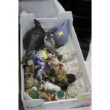 Box of predominately bird ornaments