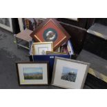 Box of prints, pictures and frames