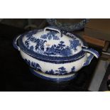 A 19th century blue and white pottery wi