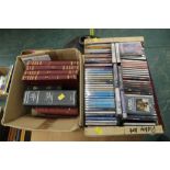 Box of books and box of CD's, tapes etc