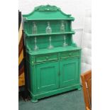 A green shabby chic dresser with two she