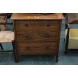 A mahogany three drawer chest