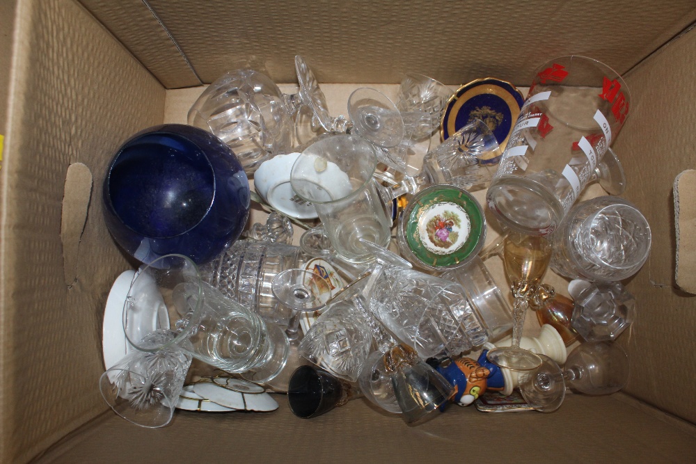 Two boxes of miscellaneous glassware, to