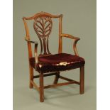 A 19th century mahogany armchair,