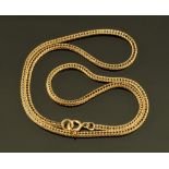 A 9 ct gold fox tail pattern chain, with bolt ring fastener, date letter for 1979.