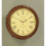 A Victorian mahogany single fusee wall clock, H Palmer, Bradford Street, Birmingham.