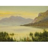 Edward Horace Thompson (1879-1949), a watercolour "Sunset Over Derwentwater 1927", 20 cm x 27 cm.