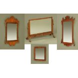 A 19th century mahogany framed rectangular toilet mirror,