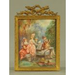 After Boucher a miniature painting probably on card,