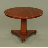 A William IV mahogany circular breakfast table,