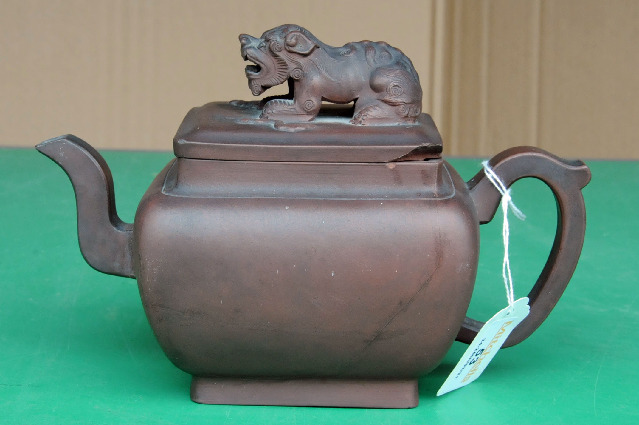 A Chinese Yixing teapot, with dog terminal. Height 14 cm, length 22 cm. - Image 6 of 15