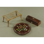 A 19th century mahogany solitaire board, a rosewood glove box,