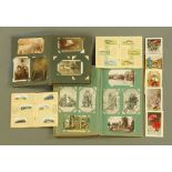 Two postcard albums, containing greetings cards, scenes around Portsmouth, Pembroke, Ostend etc,