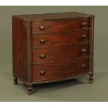 A Regency mahogany bowfronted chest of drawers,