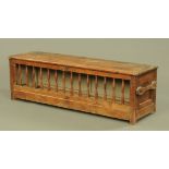 A 19th century joined wooden hutch, with hinged top,