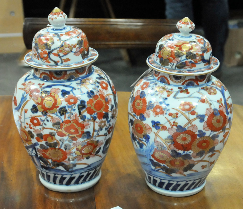 A pair of 19th century Imari porcelain lidded vases, - Image 3 of 10