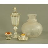 A late 19th century Continental cased and silvered glass lidded goblet.