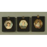 Three portrait miniatures, "Peggy Neale" 1797 and two others,