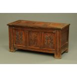 A 17th century and later small oak coffer,