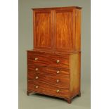 A George III mahogany secretaire bookcase,