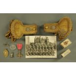 A military O.B.E. together with a pair of Naval epaulettes by Gieves, photograph, badges etc.