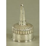 A George III silver wine funnel, London 1808, both sections hallmarked, maker Thomas Wallis II.