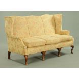 A Queen Anne style wing settee,