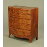 A 19th century mahogany bowfronted chest of drawers,