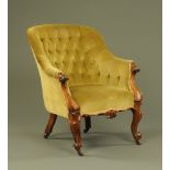A Victorian upholstered easy chair,