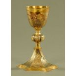 A Dublin silver Communion set 1959, silver gilt, maker William Egan and Sons, 557 grams,