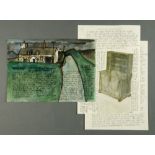 Percy Kelly (1918-1993), a watercolour illustrated letter, Cottage by Roadside, St David's,