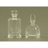 An Art Deco cut glass decanter with stopper,