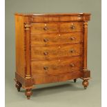 A 19th century Scottish mahogany bowfronted chest of drawers, two short and three long,