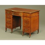 An Edwardian inlaid mahogany bowfronted desk,
