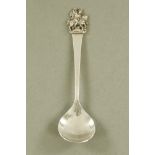 A Guild of Handicrafts spoon, with George and dragon trefoil, London mark 1970, 47 grams.
