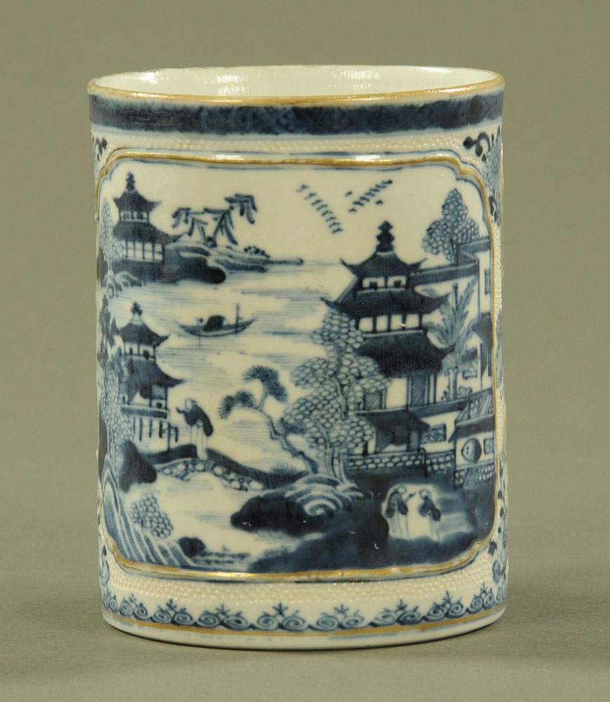 An antique Chinese blue and white tankard, - Image 2 of 3