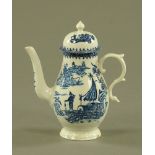 A Liverpool Pennington Fisherman pattern coffee pot and cover. Height 25.5 cm (see illustration).