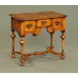 A Queen Anne style walnut lowboy, with herringbone inlay,