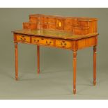 A Carlton House style desk, reproduction with green tooled leather writing surface,