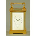 A Thomas Braithwaite of London gilt brass carriage clock, timepiece only.