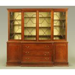 A large 19th century mahogany breakfront secretaire bookcase,