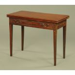 A George III mahogany turnover top tea table,