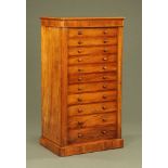 A large Victorian walnut Wellington chest,