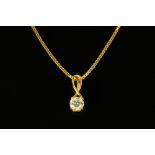 A 9 ct gold and white spinel pendant and chain.