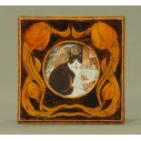 An Art Nouveau period poker work photograph frame,